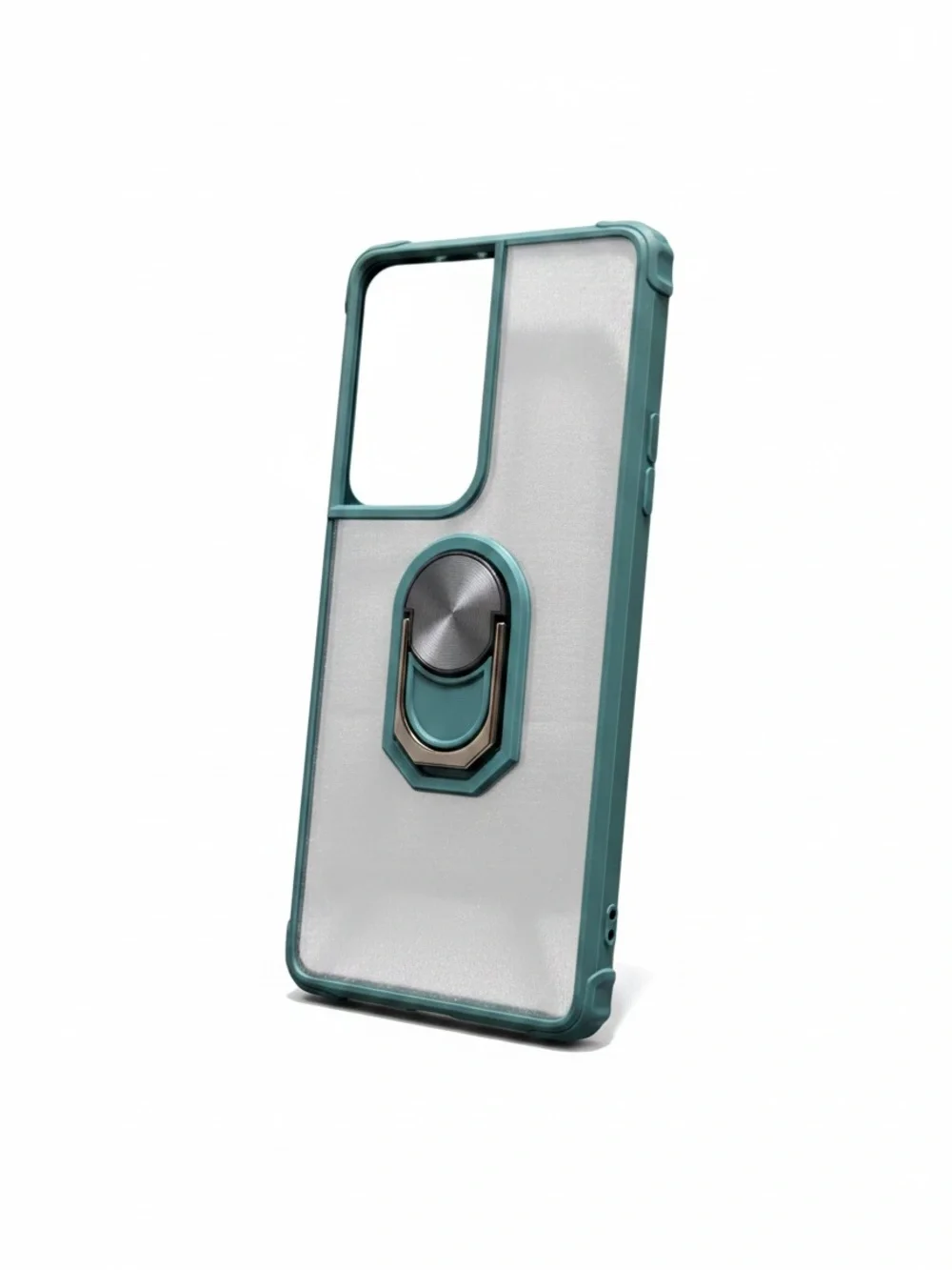 Green Protective Phone Case For Samsung Galaxy S21 Ultra Built-In Ring Stand